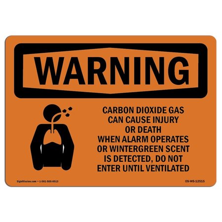 SIGNMISSION Safety Sign, OSHA WARNING, 7" Height, 10" Width, Aluminum, Carbon Dioxide Gas, Landscape OS-WS-A-710-L-12515